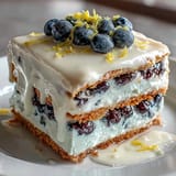 This no-bake Lemon Blueberry Icebox Cake is artfully layered with tender crackers.