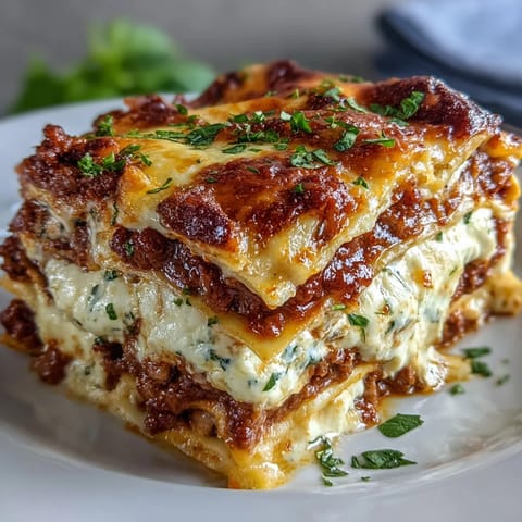 Golden, bubbling World's Best Lasagna fresh from the oven, showcasing rich layers of meat sauce and melted mozzarella.