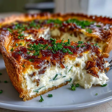 Spring Brunch Quiche with Leeks and Gruyere: a golden, custardy tart filled with sautéed leeks, creamy Gruyere, and fresh herbs, perfect for a springtime meal.