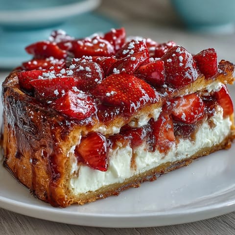 A rustic Easy Fresh Strawberry Galette with Frangipane, golden crust wrapped around juicy berries and almond cream.