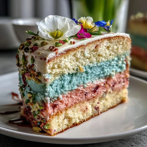 A beautiful pastel ombre cake with soft layers and an edible floral topper, perfect for spring celebrations.