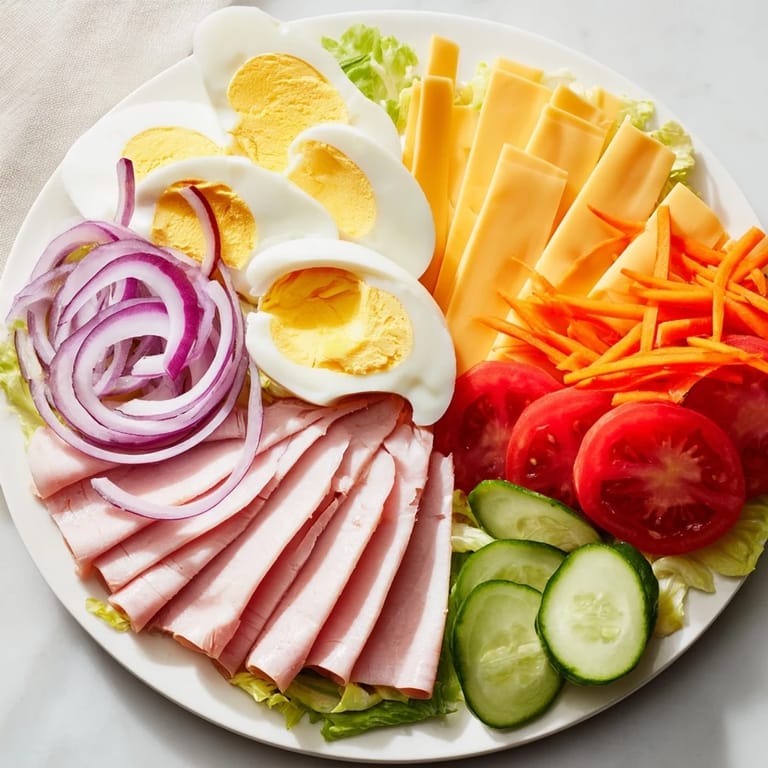 A colorful photo of a refreshing chef salad, perfect for a light and delicious lunch.