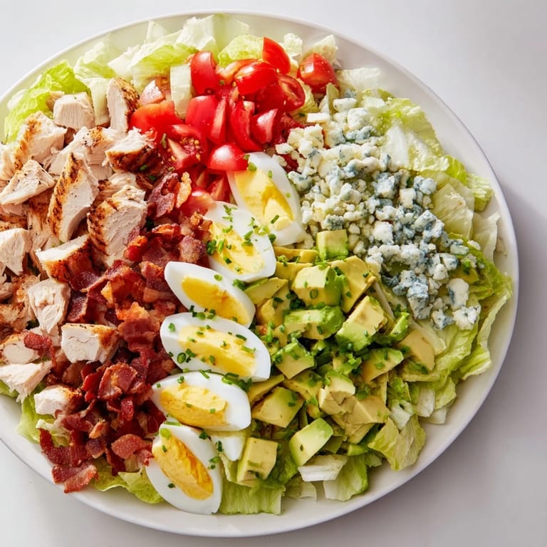 This beautiful Cobb Salad, layered with fresh ingredients, is perfect for a light, delicious lunch.