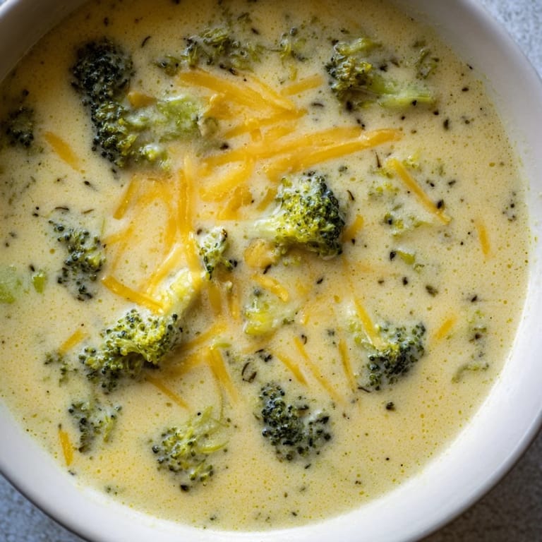 Rich and cheesy Broccoli Cheese Soup, a classic American soup recipe, ready to warm you up.