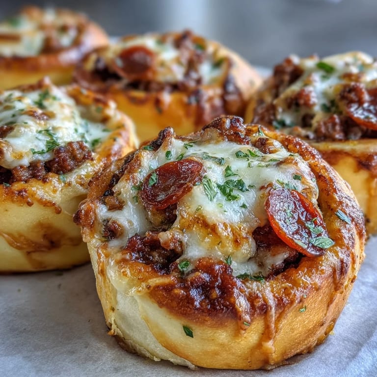 Freshly baked Irresistible High Protein Pepperoni Pizza Rolls with a golden Parmesan crust and a side of warm marinara for dipping.