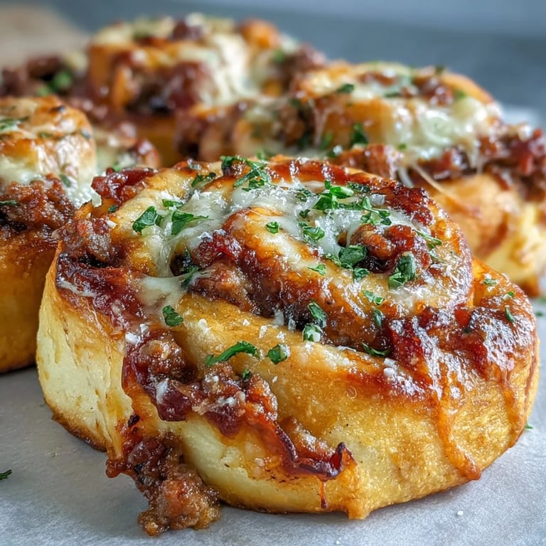 Close-up of Irresistible High Protein Pepperoni Pizza Rolls revealing layers of lean beef, pepperoni, and gooey mozzarella inside soft dough.