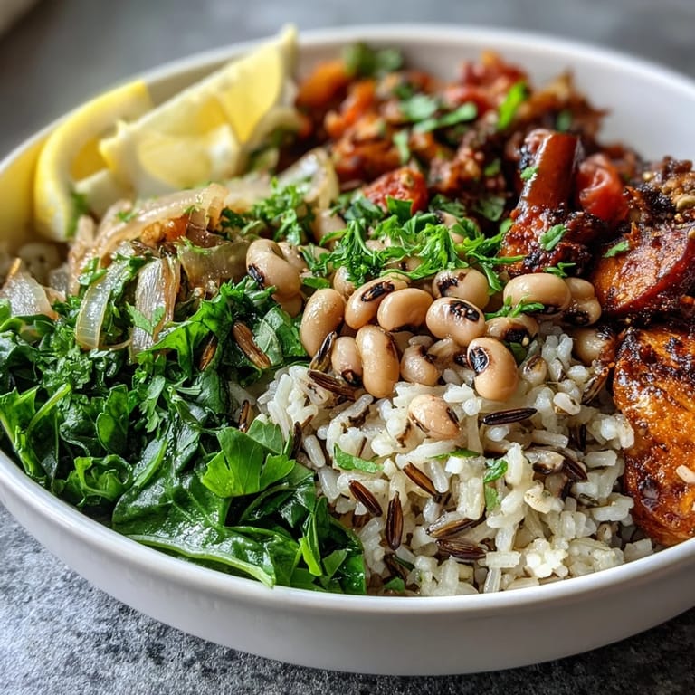 Nutty farro forms the base of this vegan Black-Eyed Pea Grain Bowl topped with seeds.