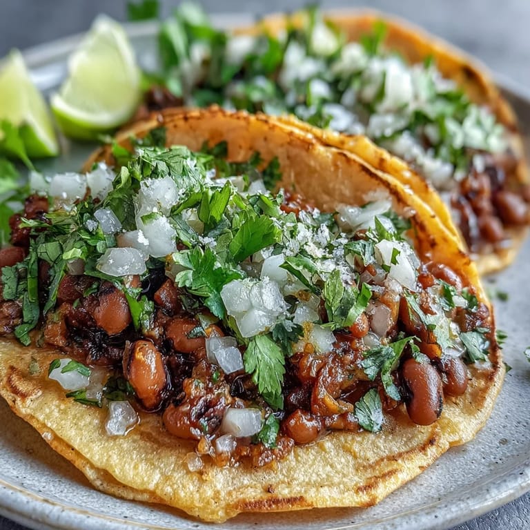 Seasoned black-eyed pea mash in corn tortillas with avocado and jalapeño, creating a vibrant and spicy meal.