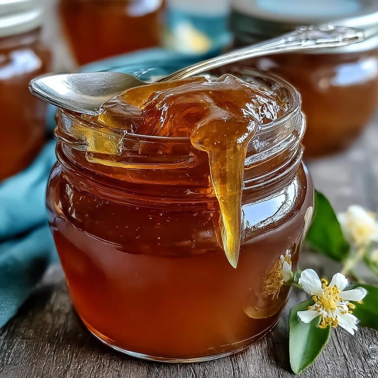 Homemade dandelion jelly with vibrant yellow petals, perfect for a unique, foraged breakfast treat.  