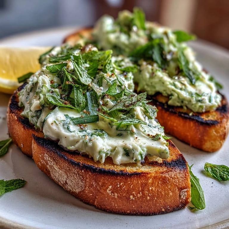 Creamy Fava Bean and Mint Bruschetta bursts with lemon zest on grilled bread.