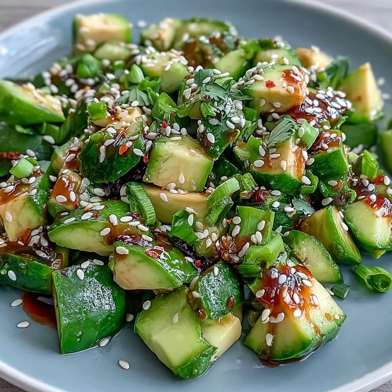 Fresh smashed cucumber avocado salad: a bright, refreshing side dish bursting with flavor.