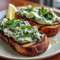 Vibrant Fava Bean and Mint Bruschetta topping smoky grilled sourdough for spring.